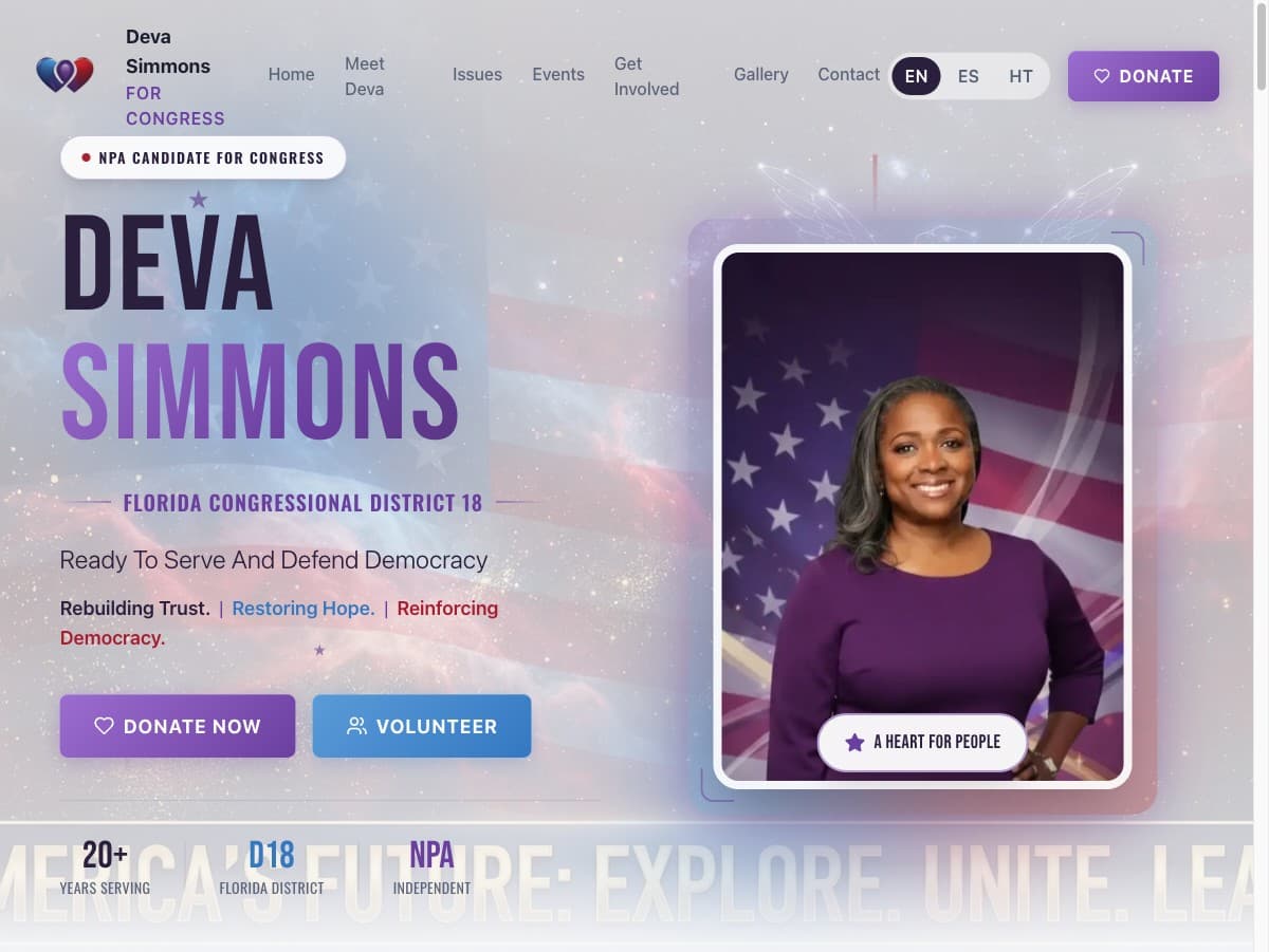 Deva Simmons for Congress website preview