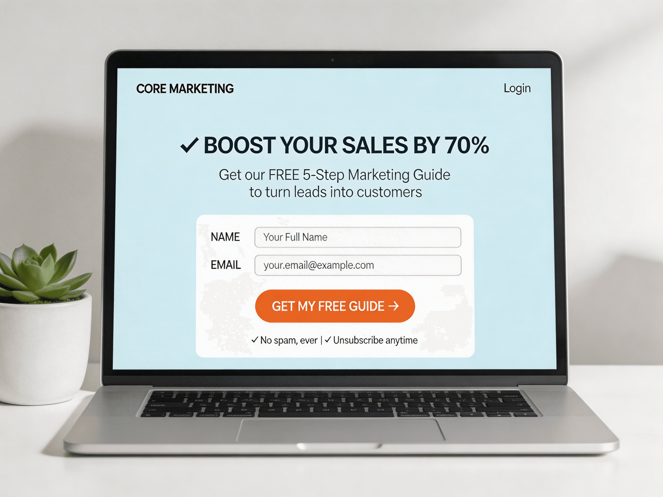 Landing page creation for lead capture